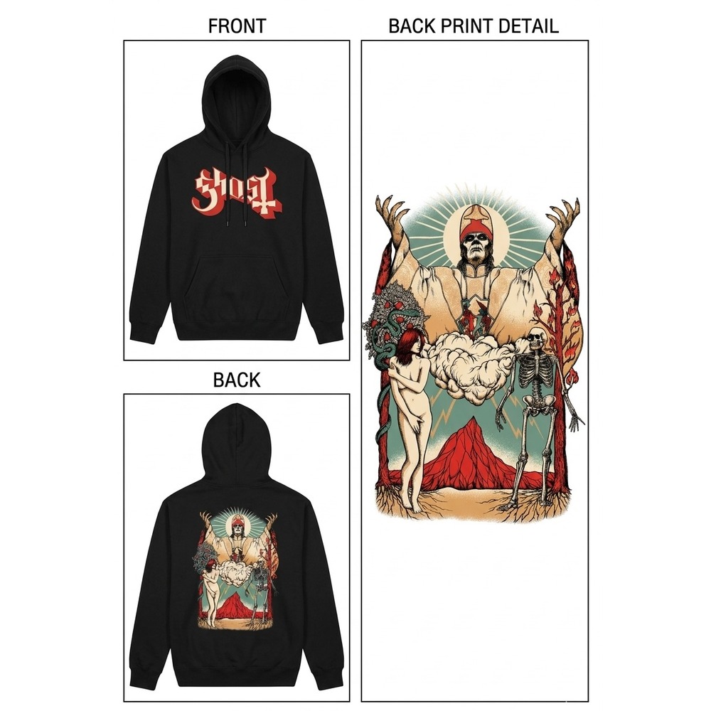 Ghost Hoodie Sweatshirt Papa Nihil European Tour Metal Merch 2018 - Size L Black